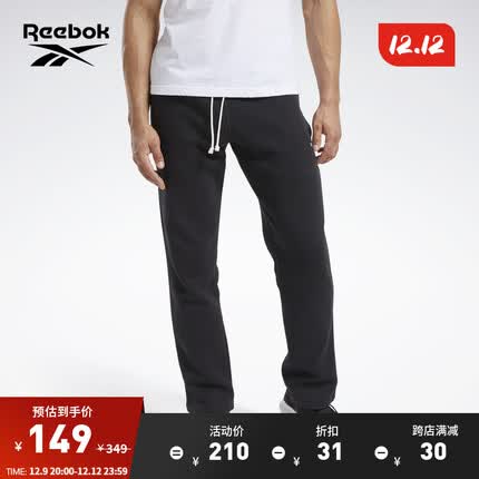 Reebok锐步官方男子PANT黑色舒适室内运动健身舒适保暖训练卫裤 FS8457-黑色 L