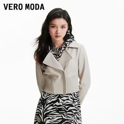 VEROMODA皮衣女2024早春新款骑行风短款拉链时尚夹克外套 C00潜鸽灰色 160/80A/S