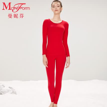 曼妮芬秋衣秋裤女套装舒适圆领性感打底暖衣内搭暖裤20210471
