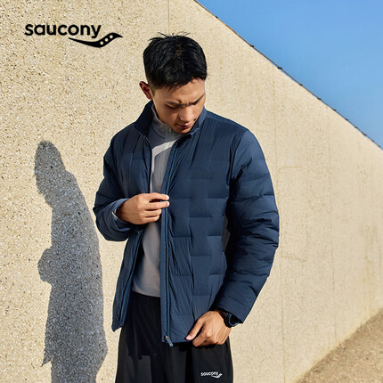 Saucony索康尼秋冬季户外休闲防风舒适男子保暖轻薄羽绒服外套雅致蓝XL