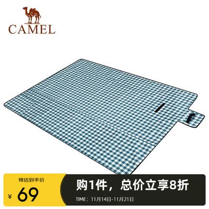 骆驼（CAMEL）户外野餐垫居家多人坐垫野营郊游旅行垫野炊帐篷地垫草地垫子 A1W3HR102 蓝格