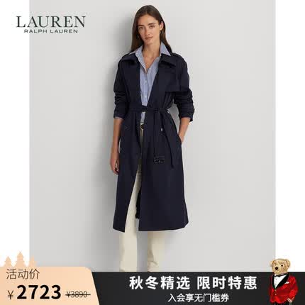 LAUREN RALPH LAUREN 拉夫劳伦女装 23年早秋双排扣斜纹布风衣RL61617 410-海军蓝 0