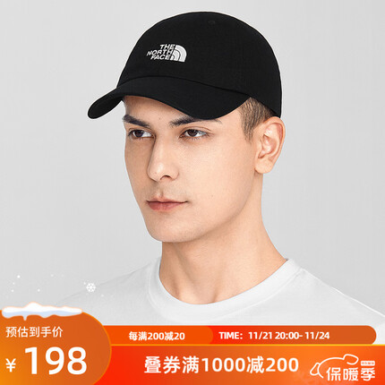 北面(The North Face)帽子遮阳鸭舌帽棒球帽中性款户外防护透气23上新|3SH3 JK3/黑色 L/XL/帽围55.5cm
