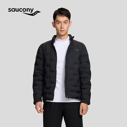 Saucony索康尼秋冬季户外休闲防风舒适保暖男子轻薄羽绒服外套正黑色XL