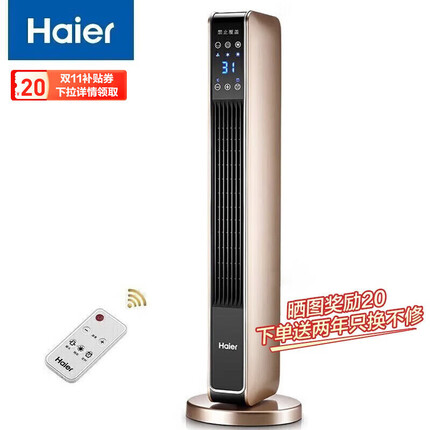 海尔（Haier） 取暖器石墨烯家用暖风机立式电暖风浴室热风机冷暖风扇电暖气节能速热电暖器卧室烤火炉 【冷暖两用】豪华加大石墨烯遥控款HNS2201A
