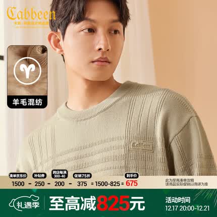 卡宾男装高周波LOGO毛衣23秋针织衫肌理毛衫休闲 卡其色 M