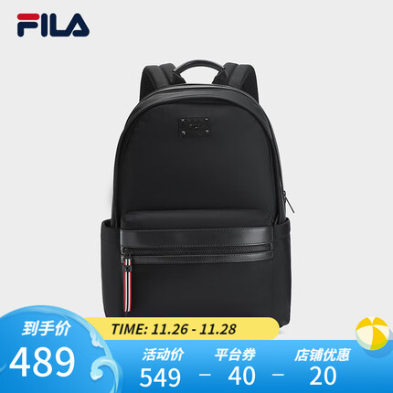 斐乐（FILA） 官方男包背包2023冬季新款双肩包休闲通勤包书包电脑包 正黑色-BK XS