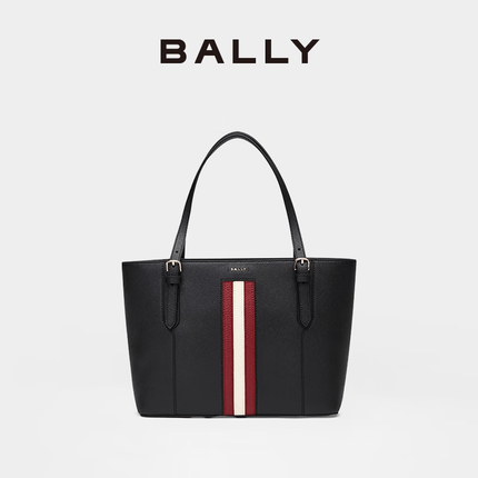 BALLY/巴利女士休闲黑色经典条纹托特包6238353 黑色 均码