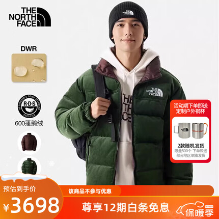 北面（The North Face） UE先锋系列经典ICON羽绒服保暖600蓬鹅绒两面穿23秋冬新款|831I OAL/绿色 M/175