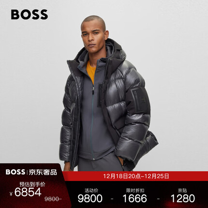 BOSS男士2023秋冬宽大版型夹克羽绒服 027-深灰色 EU:XL