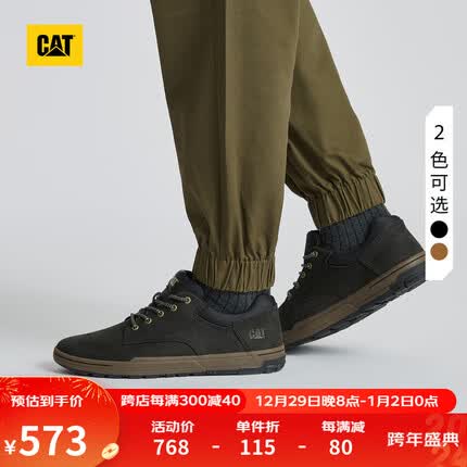 CAT卡特休闲鞋皮鞋工装鞋男鞋23秋新款舒适出行牛皮低帮鞋子男Colfax 黑色 42