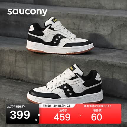 Saucony索康尼CHILLTIME复古休闲鞋男女百搭透气情侣面包鞋米黑39