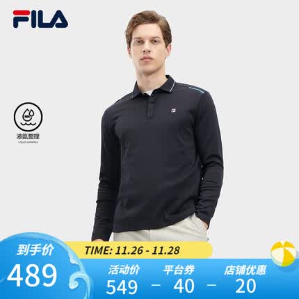 FILA 斐乐官方男士针织长袖POLO衫2023冬季新款基础简约休闲上衣 传奇蓝-NV 175/96A/L