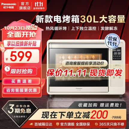 松下（Panasonic） 电烤箱烤箱30L大容量家用烤箱DT300上下独立控温下拉门烤箱 NU-DT300YXPE