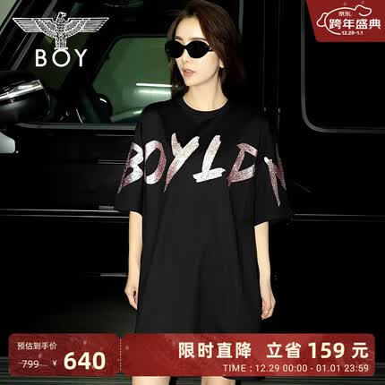 BOY LONDON潮牌连衣裙女2023夏季新品宽松时尚高街黑色中裙W17003 黑色 XS