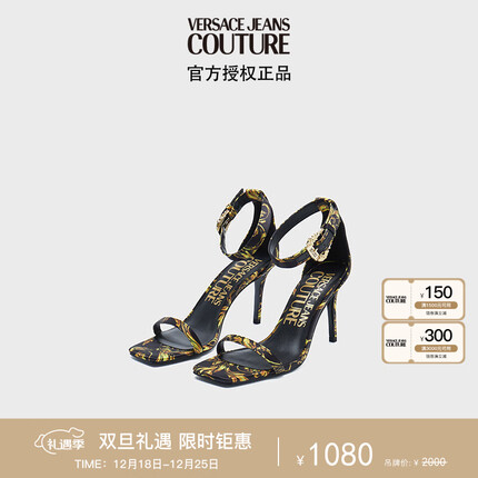 范思哲Versace Jeans Couture女士Couture 01搭扣凉鞋 黑色 38礼物