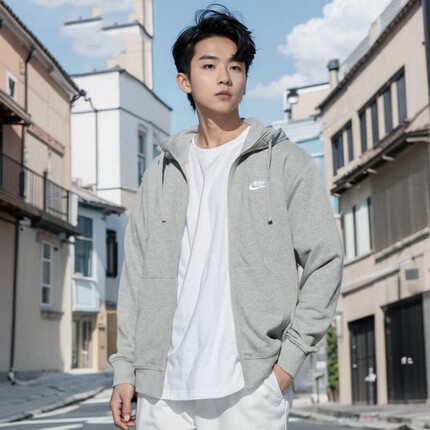 耐克(NIKE)男子夹克 NSW CLUB HOODIE FZ 运动连帽外套 BV2649-063 L