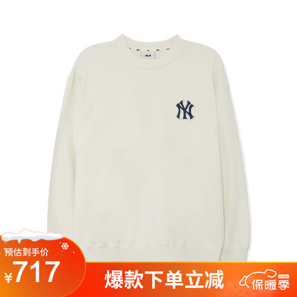 MLB卫衣男女情侣复古渐变老花圆领宽松休闲百搭3AMTM0234-50CRD-M