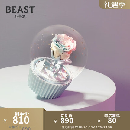 野兽派(THE BEAST)小王子音乐水晶球永生花玫瑰花礼盒 生日礼物送女友结婚圣诞礼物 蓝色-告白星球