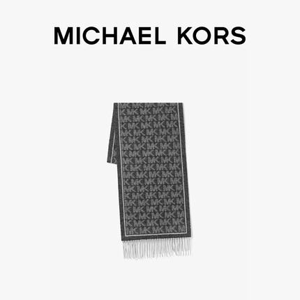 MICHAEL KORS迈克高仕 字母提花羊毛围巾 黑色/灰色 976 NS