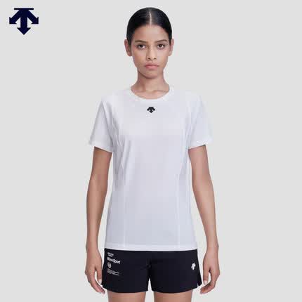DESCENTE迪桑特 TRAINING系列 运动健身 女子短袖T恤针织衫 白色-WT M