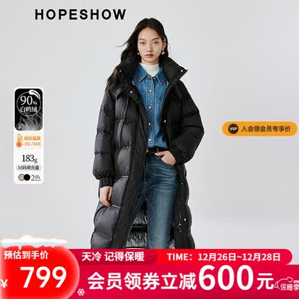 红袖保暖洋气立领连帽羽绒服冬季2023新款女装石墨烯切格拉链宽松外套 黑050 L