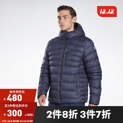 Reebok锐步官方男子JACKET百搭短款修身连帽保暖连帽棉服FU1699 FU1705 A/L