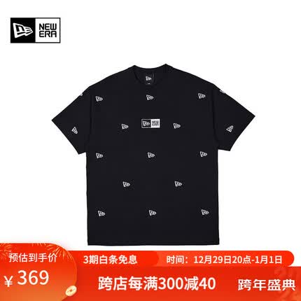 NEW ERA纽亦华2023刘雨昕同款旗遇满印系列情侣款短袖T恤休闲圆领衫 13560488-黑色 XL