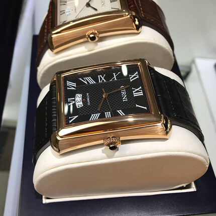西亚尼长方形男士手表全自动机械表复古时尚商务男表真皮带休闲防水腕表 黑皮金黑  CI6030 CIRNI