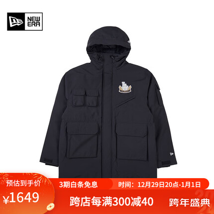 NEW ERA纽亦华MLB学院风NY连帽保暖时尚休闲羽绒服 13488903-黑色 L