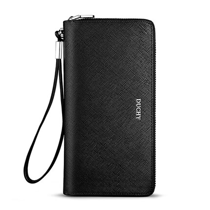 【送礼佳品】DUCHY帝驰 男士手包真皮商务手拿包长款时尚手抓包银行卡包大容量钱包送男友送父亲 蓝色【免费代写贺卡(专拍)】