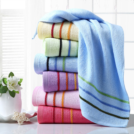 竹一百毛巾竹纤维吸水大毛巾加厚成人洗澡洗脸面巾速干手巾34*76cm 蓝色