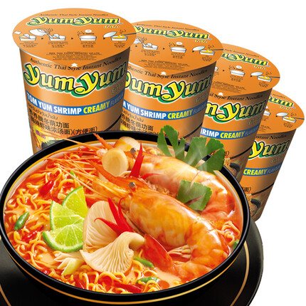 养养牌 （yumyum）冬阴功酸辣虾味浓汤面（杯面）70g*4杯 组合装 速食方便面