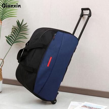 芊新 拉杆包短途折叠拉杆包旅行包轻便防水手提包纯色牛津布大容量行李包软包 深蓝色 大号