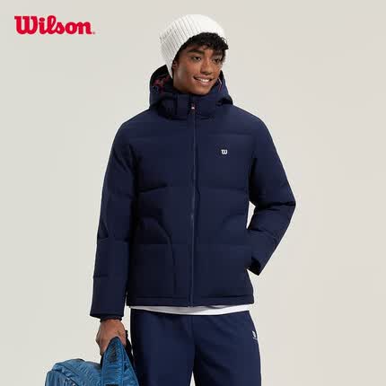 威尔胜（Wilson）官方男舒适保暖御寒宽松连帽羽绒服棉服 海军蓝WM00149332DBC S