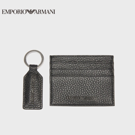 阿玛尼EMPORIO ARMANI奢侈品EA男士卡包钥匙扣套装 Y4R382-Y068E 黑色 U