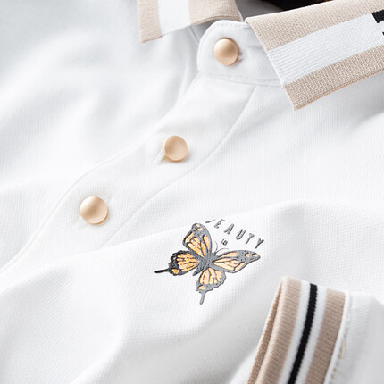 PRIDEME轻奢夏季薄款冰丝修身蝴蝶商务休闲翻领短袖男白色polo衫男短袖 JXP-820-白 XL 体重建议：130-150斤