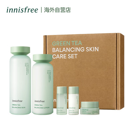 悦诗风吟（Innisfree）韩国进口 绿茶精粹平衡保湿水乳套装礼盒 清爽滋润补水控油