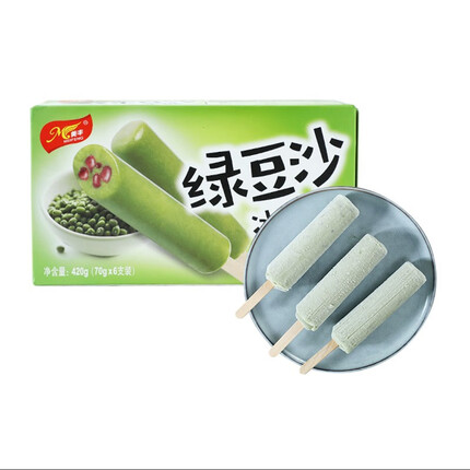 美丰豆沙冰淇淋多口味家庭装批发 美丰绿豆沙冰淇淋70g*6支