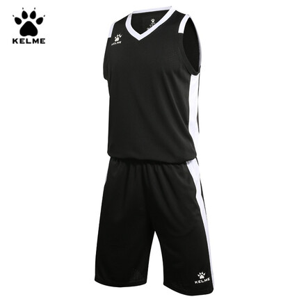 KELME /卡尔美 篮球服套装定制球衣速干透气比赛训练队服3581038 黑色 S/165