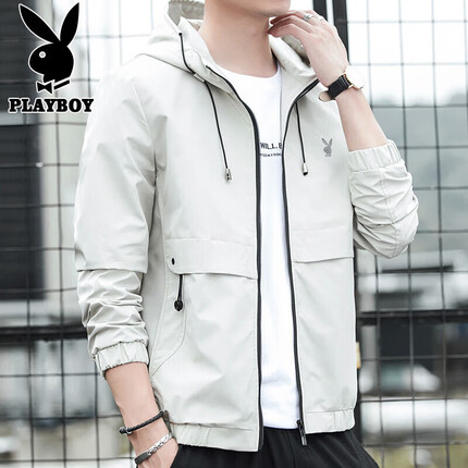 花花公子（PLAYBOY）夹克男外套男春季潮流男士休闲男装韩版上衣服 卡其色 XL 