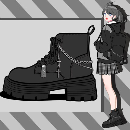 艾米与麦麦2023春季新款女士马丁靴女黑色设计感小众机车风潮酷小个子中筒靴 HOPE·圣光 37（按平时的尺码选择）