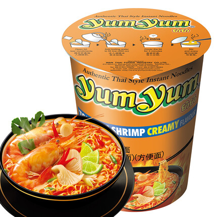养养（YUMYUM）冬阴功酸辣虾味浓汤面（杯面）70g*2杯 组合装 速食方便面