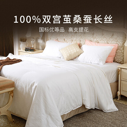 金加瀛蚕丝被双宫茧100%桑蚕长丝春夏凉被提花婚被四季被芯秋冬被优等品 夏凉被【桑蚕丝净重】0.8斤 150*200cm
