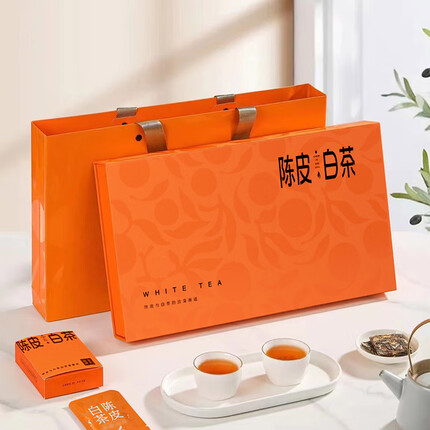 印象堂茶叶陈皮白茶福建老寿眉小方片茶饼10盒50小片250g礼盒装端午节