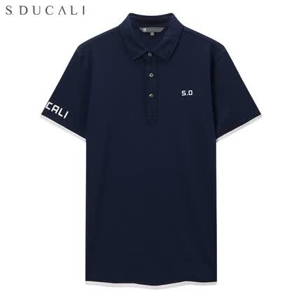 杜卡利S.DUCALI 春夏新款吸湿抗皱短袖马球衫挑孔透气藏青色白色商旅休闲POLO衫男 克莱因蓝37 52