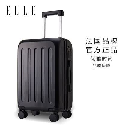 ELLE 22英寸琉璃黑行李箱女士时尚拉杆箱拉链密码箱旅行箱