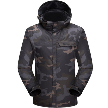 埃尔蒙特ALPINT MOUNTAIN冲锋衣 户外三合一抓绒两件套 防风可拆卸保暖外套670-791 迷彩 男 S