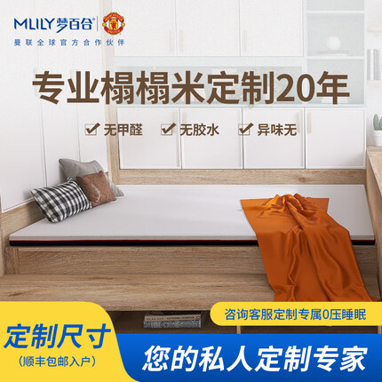 梦百合（MLILY）榻榻米地垫床垫子沙发垫飘窗垫定做尺寸定制记忆棉双人床坐垫订制 白色 4-7cm厚定制，拍前联系客服