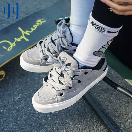 顽刻（ollieskate）面包鞋灰色拼接复古春季BAKE男女原创专业休闲运动滑板鞋子 41 